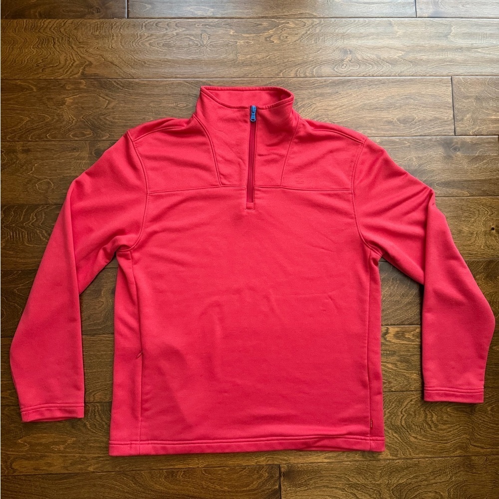 IZOD Mens 1/4 Zip Neck Sweatshirt Small Red Polyester